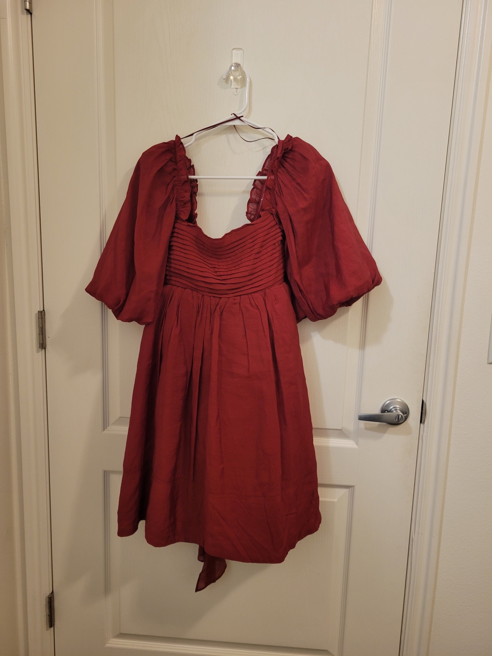 bohme Crimson Puff Sleeve Mini Dress